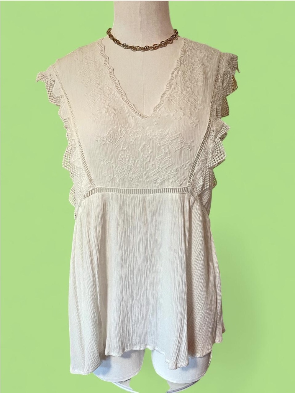 Adiva Cream Embroidered V-Neck Blouse